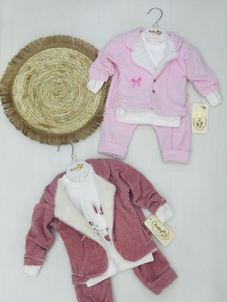 طقم بناتي 3 قطع مخمل