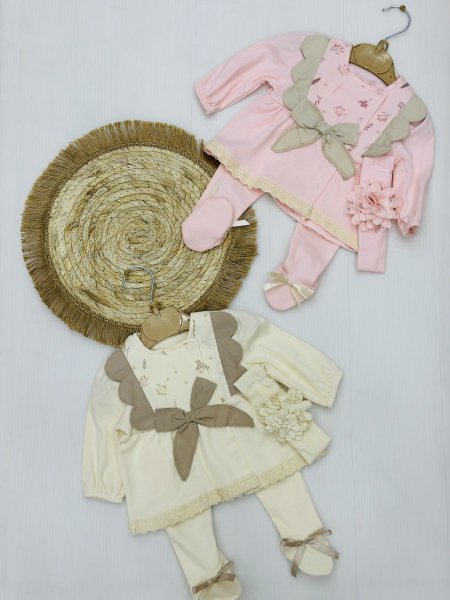 طقم بيبي بناتي 3 قطع قطن