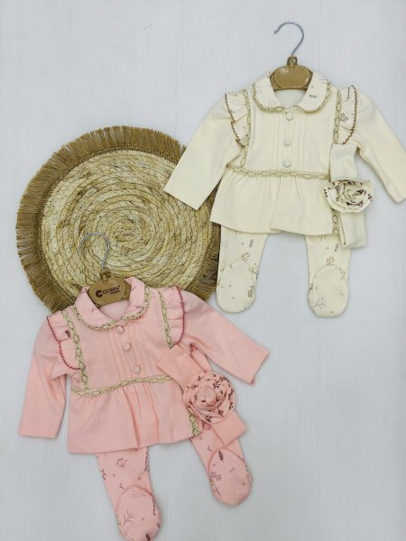 طقم بناتي 3 قطع قطن