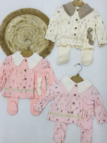 طقم بناتي 3 قطع قطن