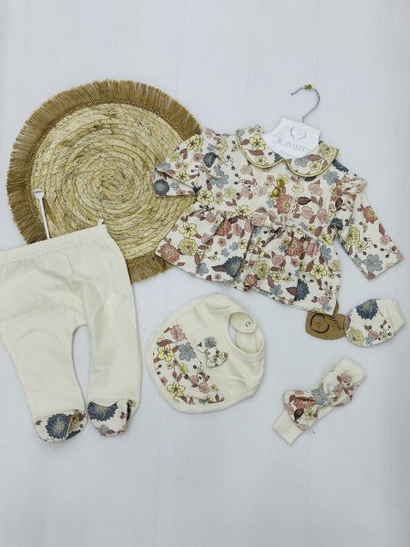 طقم بناتي 5 قطع قطن