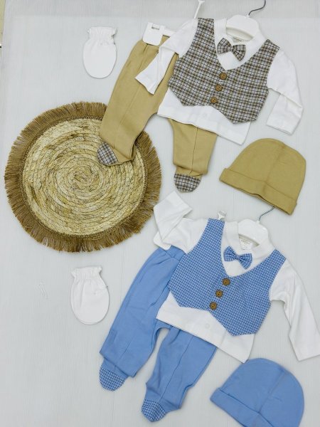 طقم بيبي ولادي قطن 4 قطع