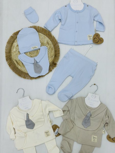 طقم بيبي ولادي 5 قطع قطن