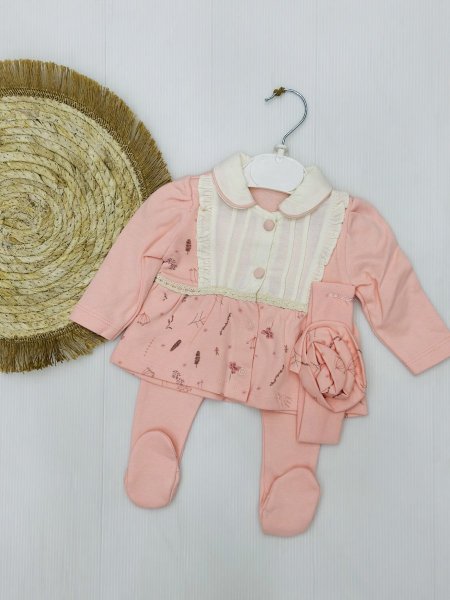 طقم بيبي بناتي 3 قطع قطن