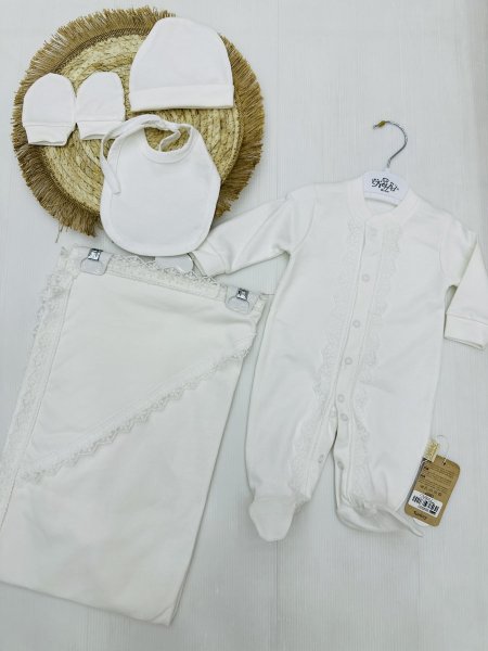 طقم مشفى ساده مع دانتيل ((( قطن )))))