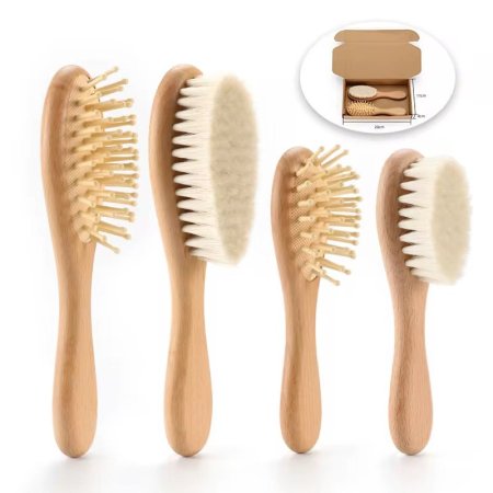 مشاطة + فرشاية بيبي خشب