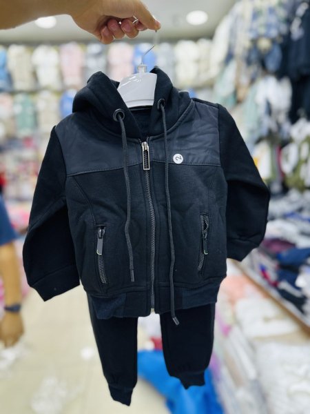 طقم ولادي قطعتين سحاب كامل ثقيل