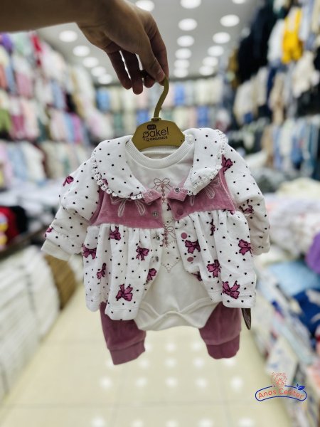 طقم بناتي مخمل 3 قطع