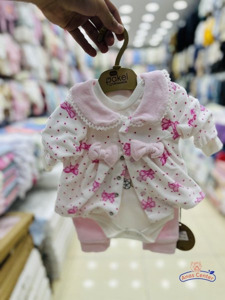 طقم بناتي مخمل 3 قطع