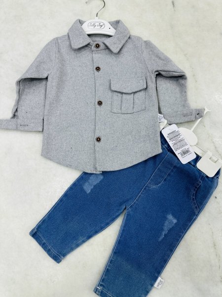 طقم ولادي قميص + بنطلون  جينز