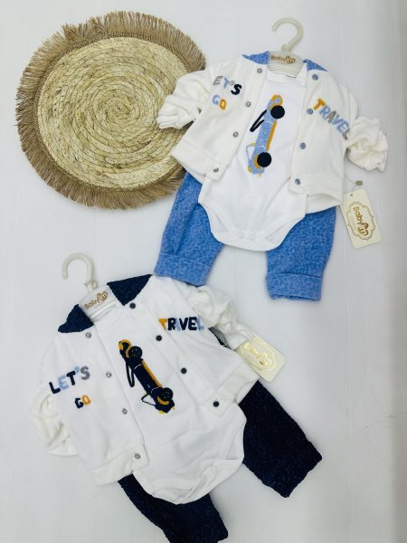 طقم ولادي 3 قطع مخمل