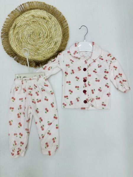 بجامة بيبي كرز مخمل بناتي