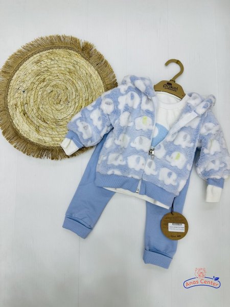 طقم ولادي مخمل 3 قطع