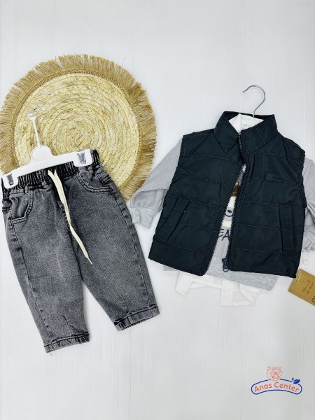 طقم ولادي 4 قطع مع فيست شتوي